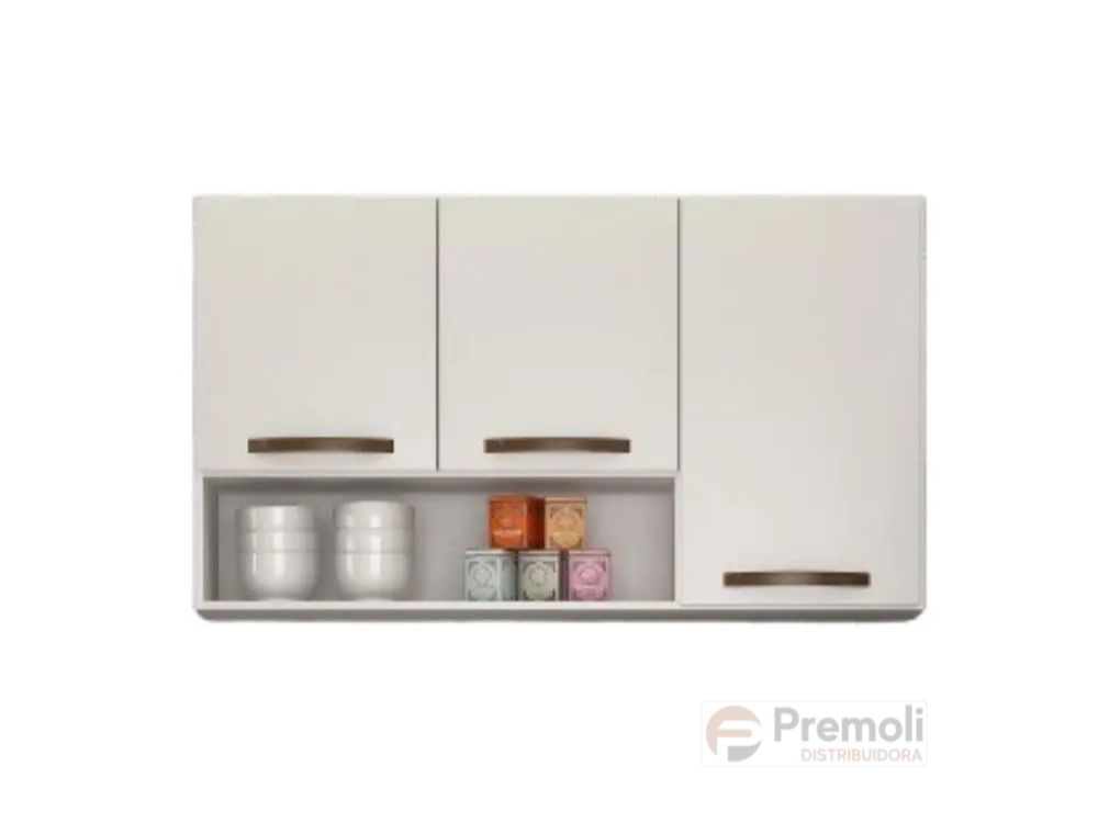 Aéreo Maisa Largura 118 cm 3 Portas Branco Acetinado- CHF Móveis