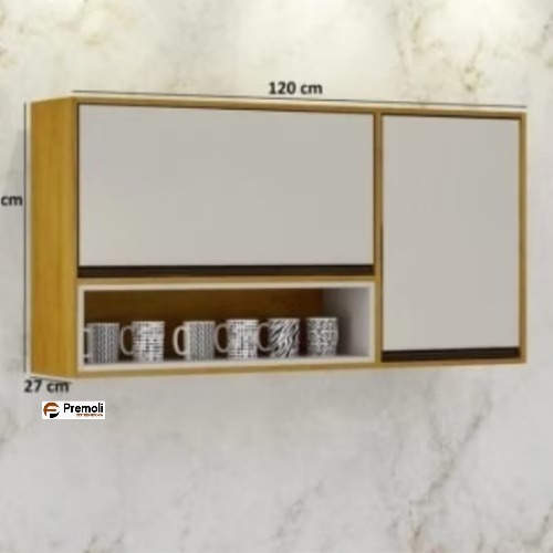 Aéreo Eduarda 1.20 Cm CHF Portas em MDF Cinamomo/Off White