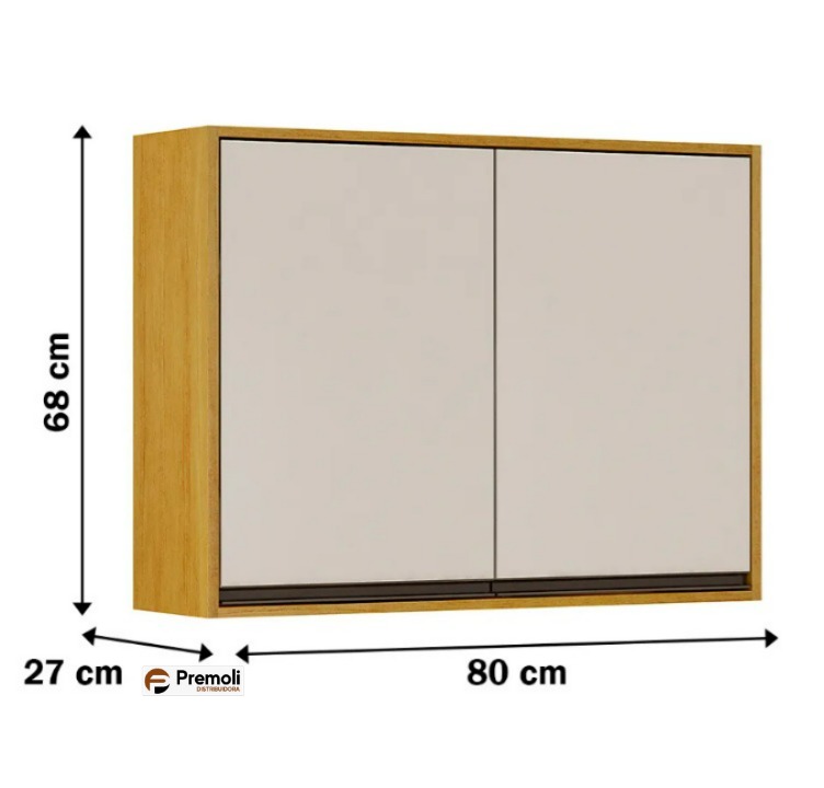 Aéreo Eduarda 80cm 2 Portas Em Mdf Cor Cinamomo/off White CHF Moveis